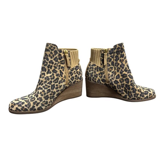 TOMS Sadie Suede Wedge in Leopard Size 6.5 Barbiecore Fall Fashion Cinnamon Girl - Picture 4 of 9